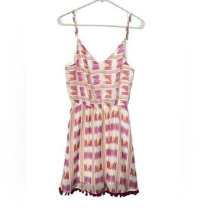 Ocean DRIVE Women’s Medium Hot Pink and White Dress Pom Pom Fringe Bottom